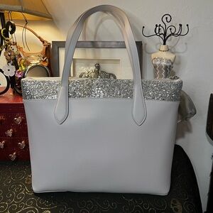 Kate Spade Silver Glitter and Gray Women's Tote Bag